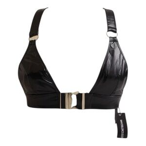 Dolls Kill Club Exx Black Faux Leather Bra Harness Top NWT XS Gothic Clubwear 🖤